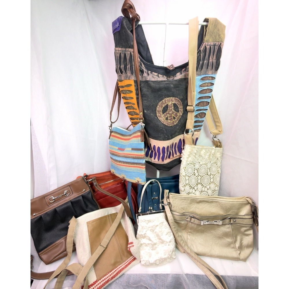 10 Women's Handbags Purse Lot Crossbody Tote Shoulder Boho‎ Leather Mixed Brands